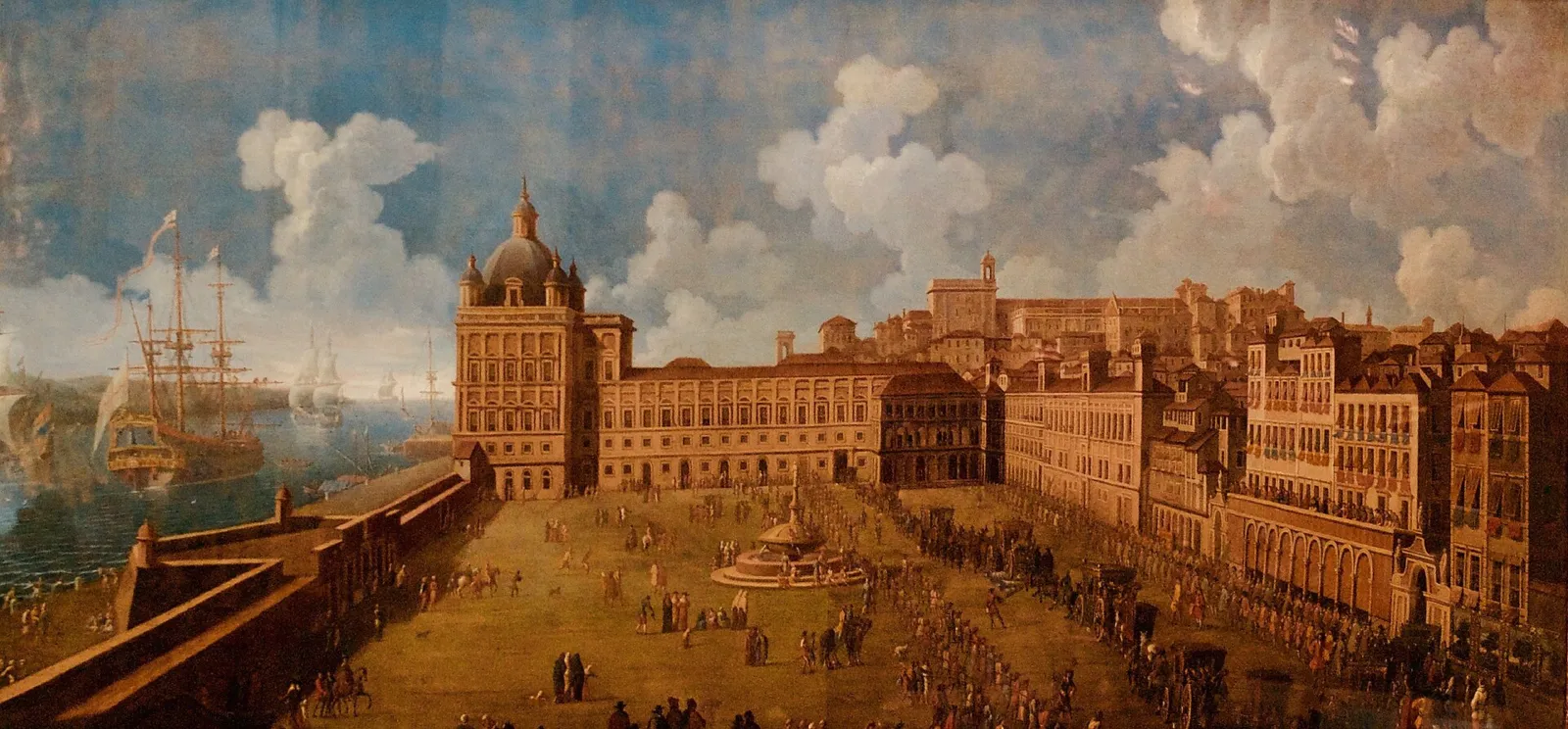 Cuadro antiguo del Terreiro do Paço y el Palacio Real de Lisboa antes del terremoto de 1755