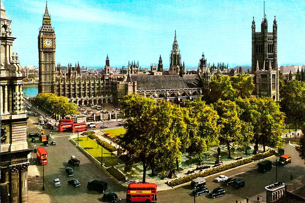 Foto de la plaza Parliament Square década años 1950