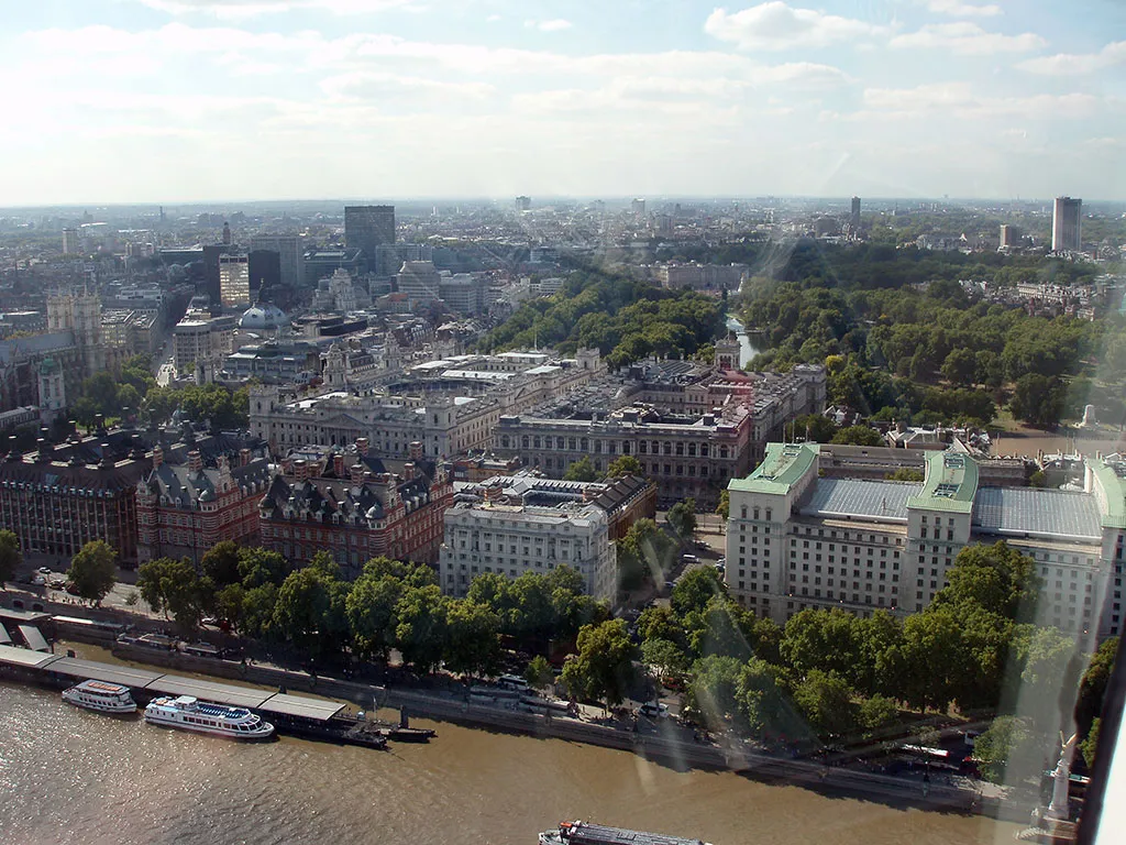 Panorámica de Londres en lo alto de la Noria London Eye