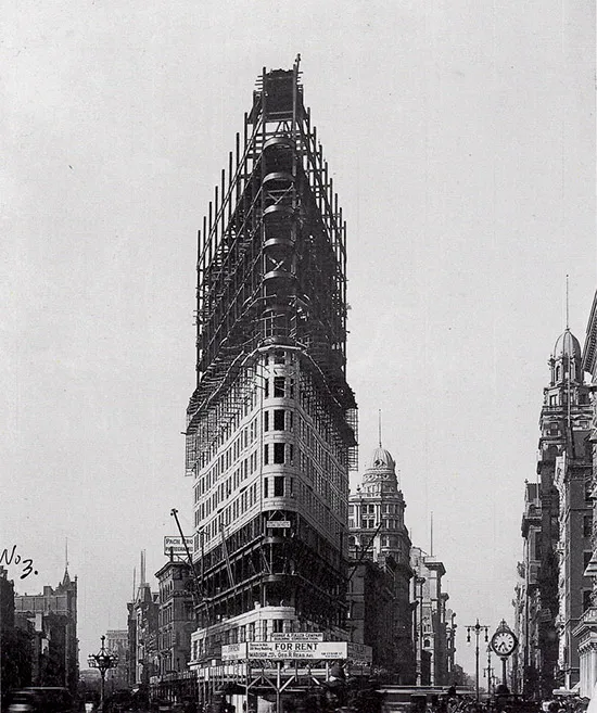 Foto del Edificio Fuller también conocido como edificio Flatiron tomada en 1927