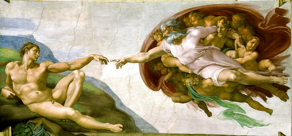 Fresco titulado <<La creación de Adán>> de Miguel Ángel