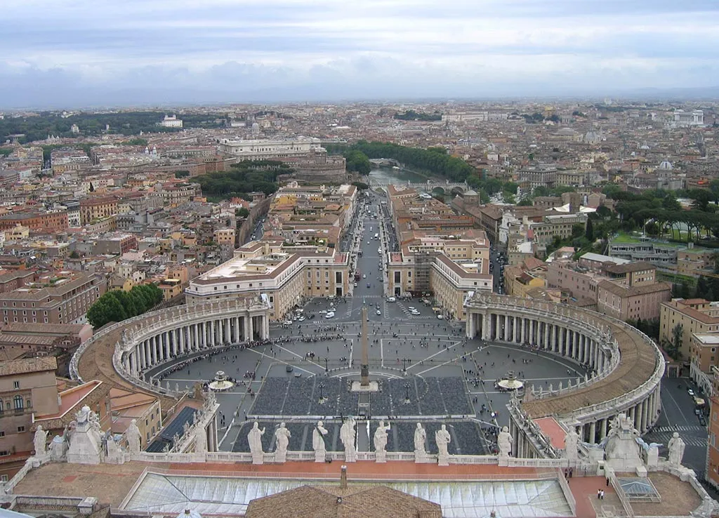 Vista Aérea de la Plaza de San Pedro desde la Cúpula de la Basílica de San Pedro