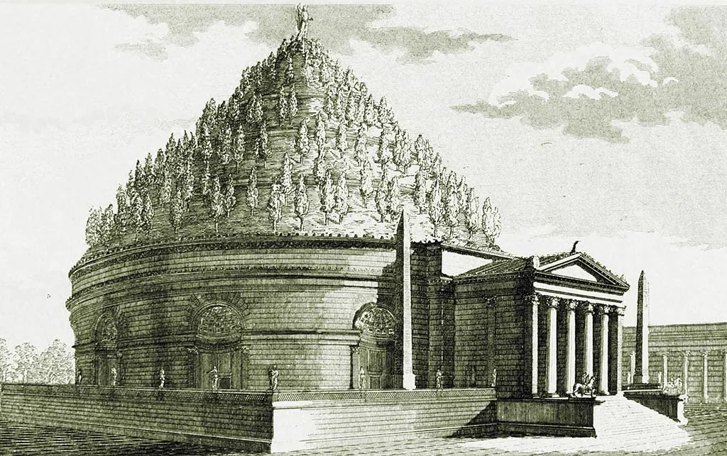 Reconstrucción del aspecto que tenía originalmente el Mausoleo de Augusto