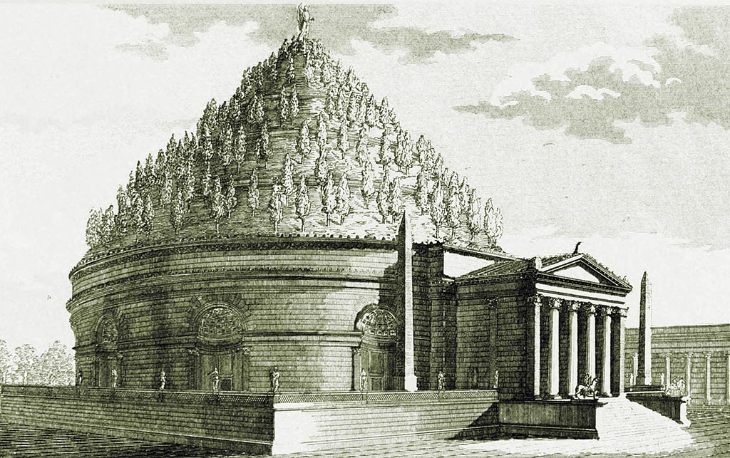 Reconstrucción del aspecto que tenía originalmente el Mausoleo de Augusto